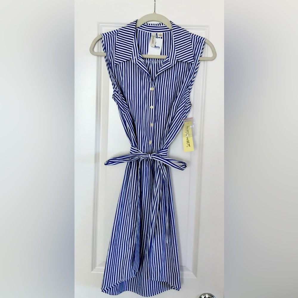 NWT!! Blue and White stripes Dress. Size L. Jrs Size.